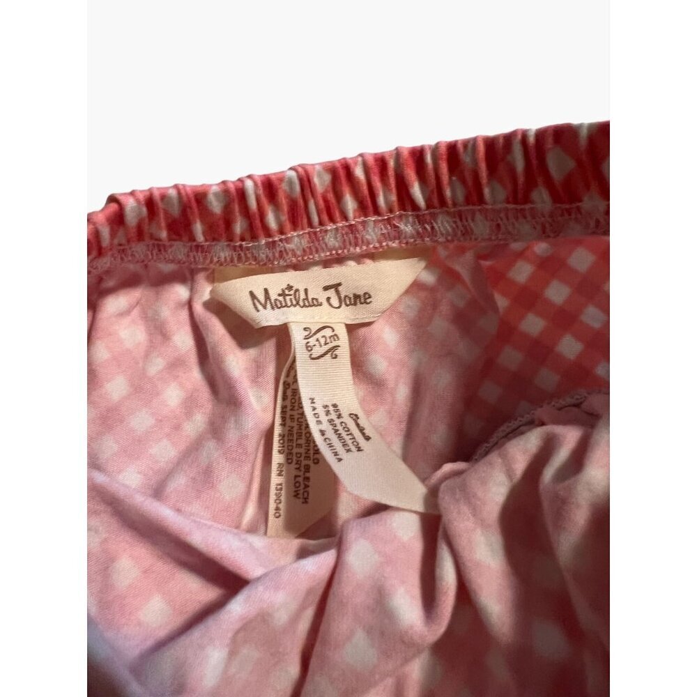 Matilda Jane  Sunny Skies Pink Gingham Dress Girls Size 6-12 months Like New Con - Picture 7 of 10